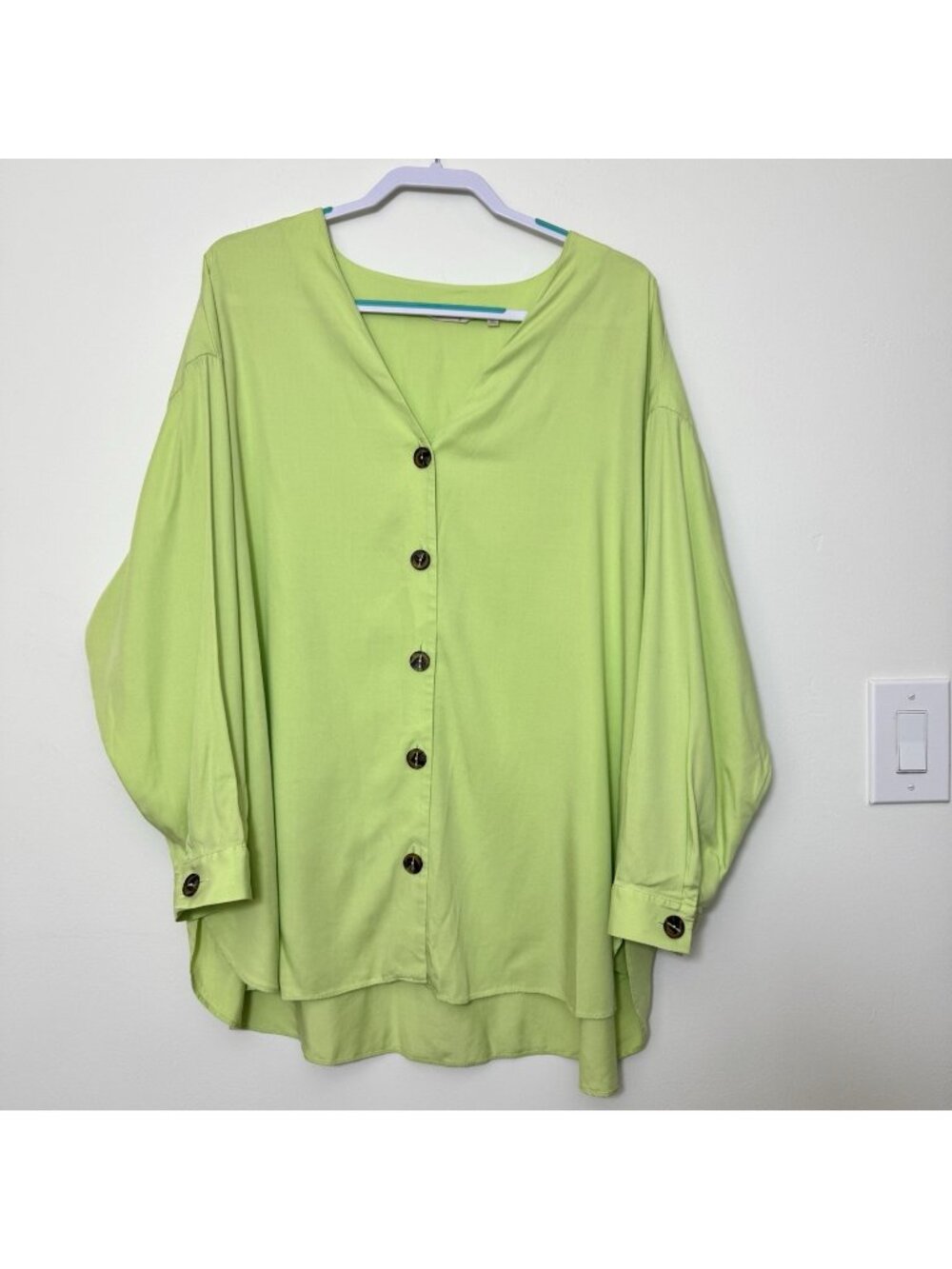 Soft Surroundings Wendy Tunic Shirt Size 2X Lime Green Soft Comfy Elegant